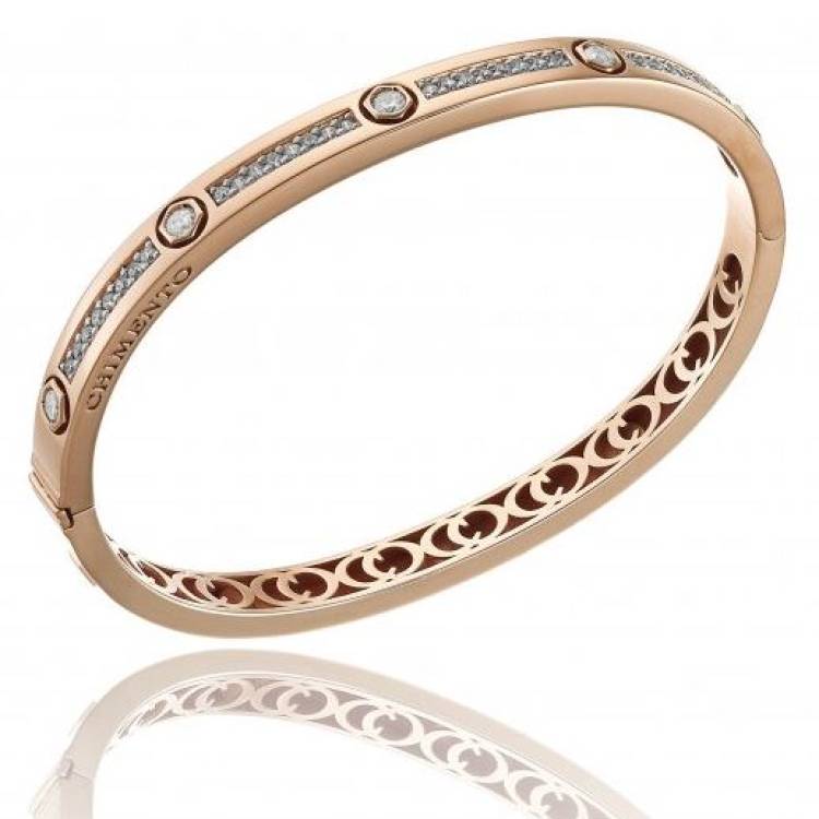 Chimento Armillas Be Mine 18ct Rose Gold 0.66ct Diamond Hinged Bangle - 19cm