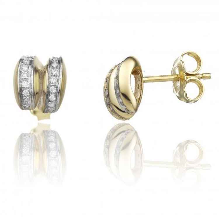 Chimento Stretch Volta 18ct Yellow Gold 0.14ct Diamond Stud Earrings - Gold