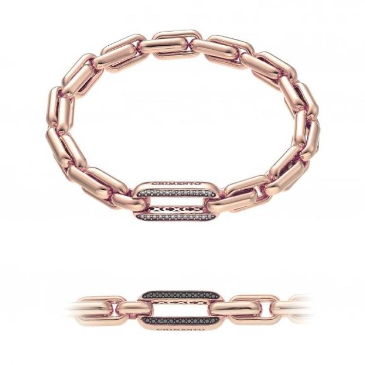 Chimento X-tend 18ct Rose Gold White and Black Diamond Stretch Bracelet - 17cm