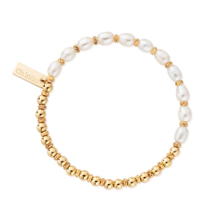 ChloBo Story Of Love Gold Plated Sterling Silver Pearl Bracelet - Gold