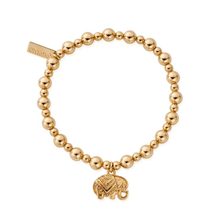 Chlobo Boho Luxe Gold Plated Mini Small Ball Elephant Bracelet