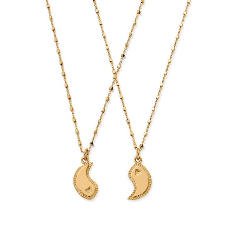 ChloBo Gold Plated Sterling Silver Double Heart Small Hoop Necklace - Gold