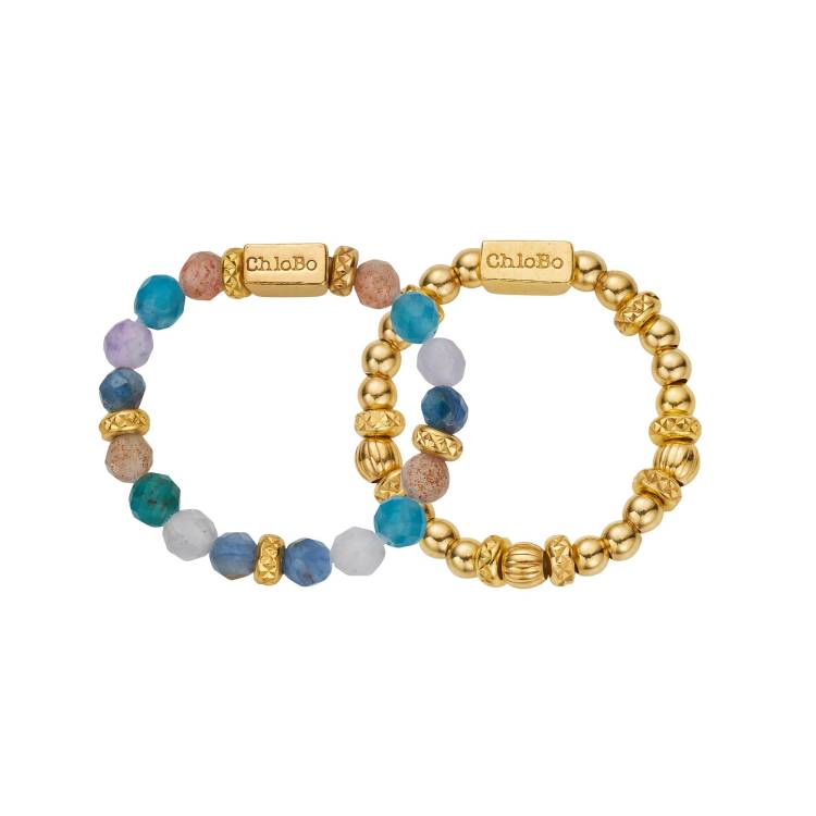 Chlobo Gold Plated Sterling Silver Beautiful Energy Set of 2 Rings - S