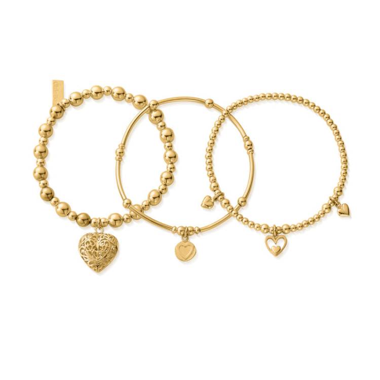 ChloBo Gold Plated Sterling Silver Compassion Stack of Three Bracelets - Silver