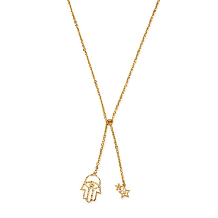 ChloBo Gold Plated Sterling Silver Hand Of Happiness Knot Necklace
