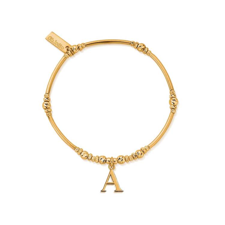 ChloBo Sterling Silver Gold Plated Initial Bracelet A - Gold