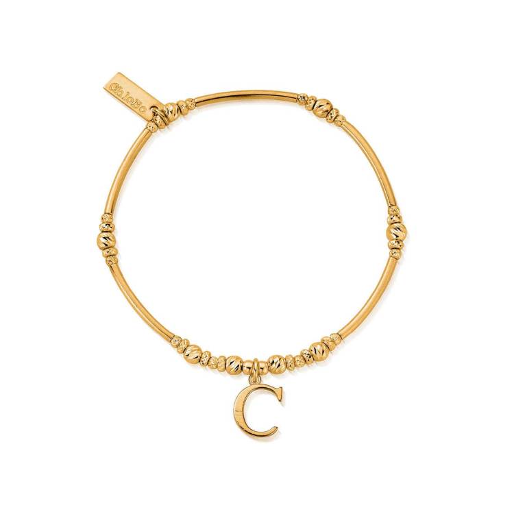 ChloBo Sterling Silver Gold Plated Initial Bracelet C - Gold