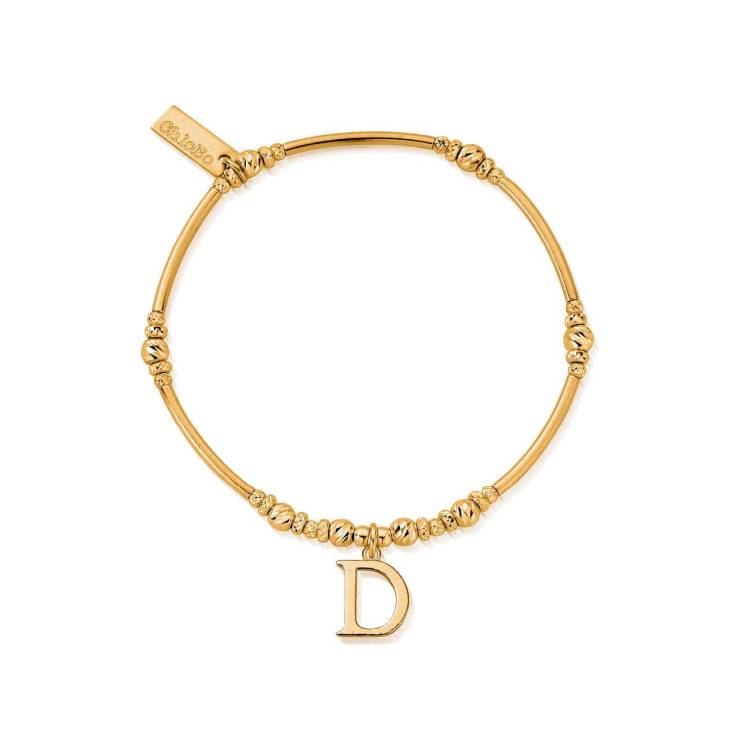 ChloBo Sterling Silver Gold Plated Initial Bracelet D - Gold