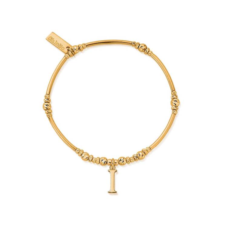 ChloBo Sterling Silver Gold Plated Initial Bracelet I - Gold