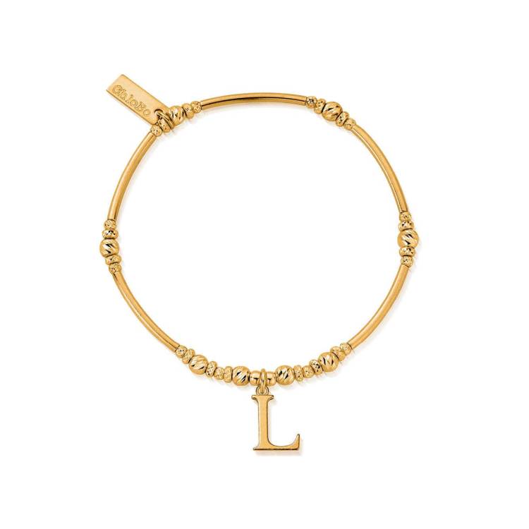 ChloBo Sterling Silver Gold Plated Initial Bracelet L - Gold