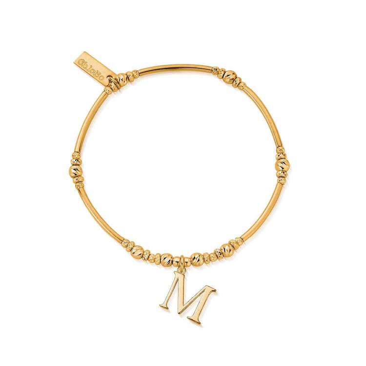 ChloBo Sterling Silver Gold Plated Initial Bracelet M - Gold