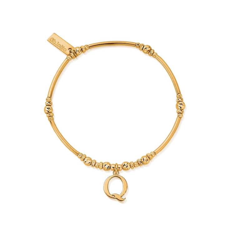 ChloBo Sterling Silver Gold Plated Initial Bracelet Q - Gold