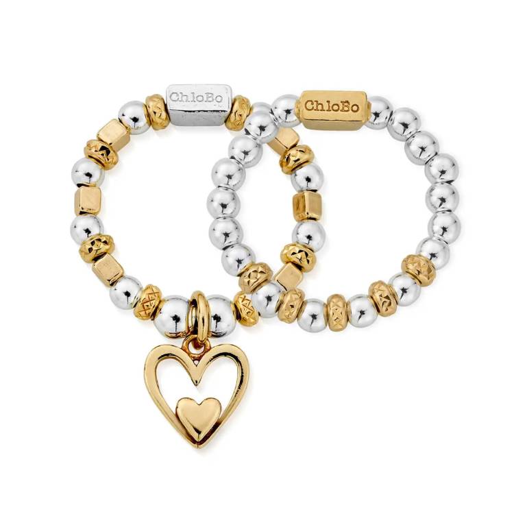 ChloBo Gold Plated Sterling Silver Inner Love Set of Two Rings - L