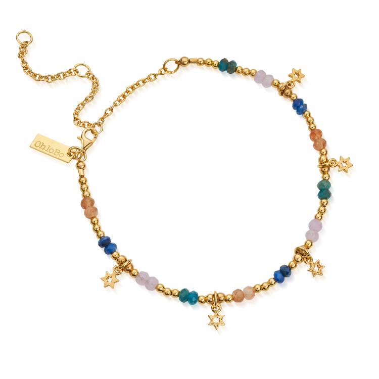 ChloBo Gold Plated Sterling Silver Nightfall Wishes Anklet