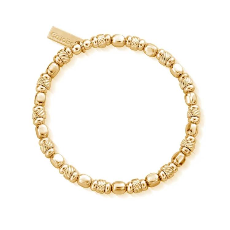 ChloBo Gold Plated Sterling Silver Twisted Cube Bracelet - Sterling Silver