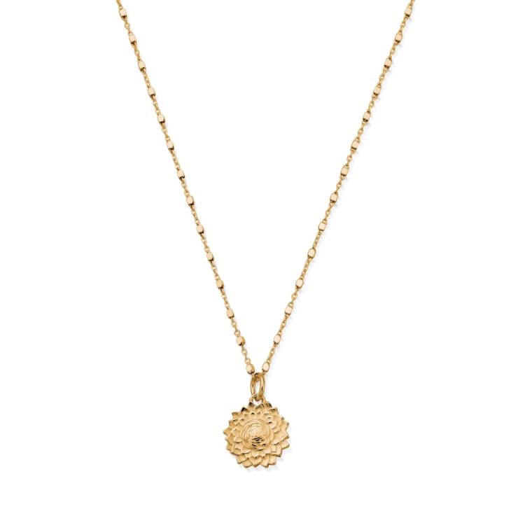 Chlobo Iconics Gold Plated Delicate Cube Sunflower Necklace