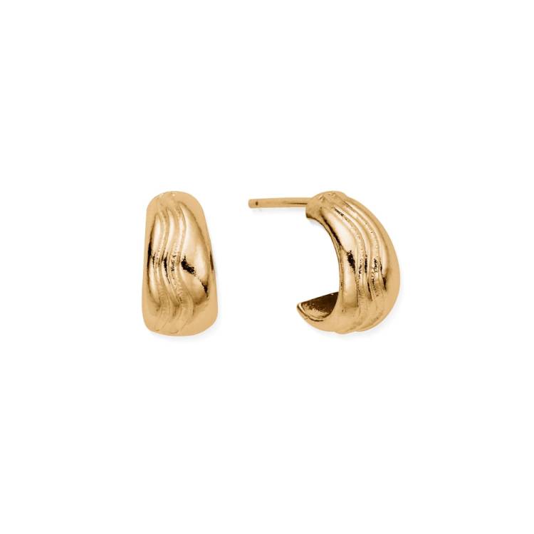 Chlobo Iconics Gold Plated Wave Huggie Hoop Earrings