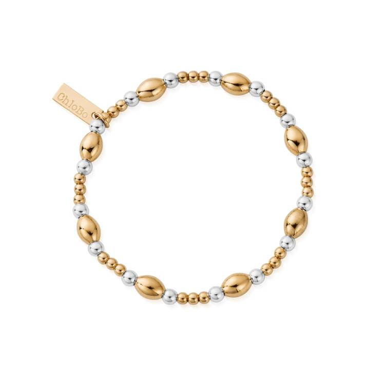 Chlobo Mixed Metal Gold Plated and Silver Cute Oval Bracelet