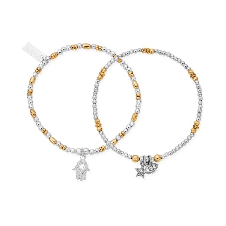 Chlobo Mixed Metal Gold Plated and Silver Protection Set of 2 Bracelets
