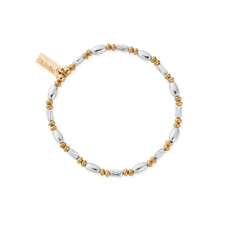 Chlobo Mixed Metal Gold Plated and Silver Twisted Oval Bracelet