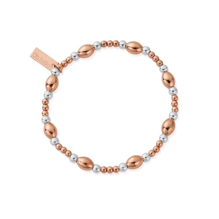 Chlobo Mixed Metal Rose Gold Plated and Silver Cute Oval Bracelet