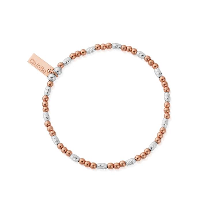 Chlobo Mixed Metal Rose Gold Plated and Silver Dainty Sparkle Bracelet