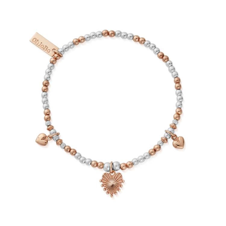 Chlobo Mixed Metal Rose Gold Plated and Silver Everyday Love Bracelet