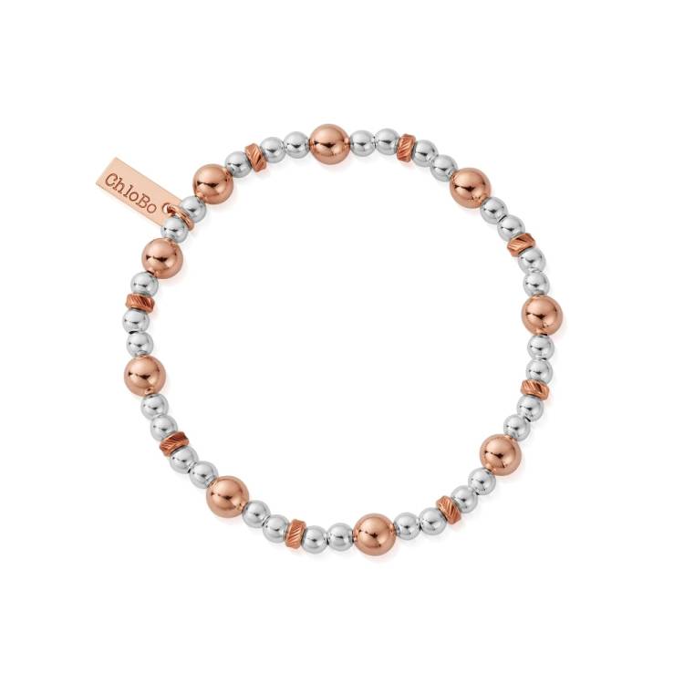 Chlobo Mixed Metal Rose Gold Plated and Silver Sparkle Ball Bracelet