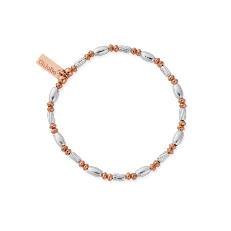 Chlobo Mixed Metal Rose Gold Plated and Silver Twisted Oval Bracelet