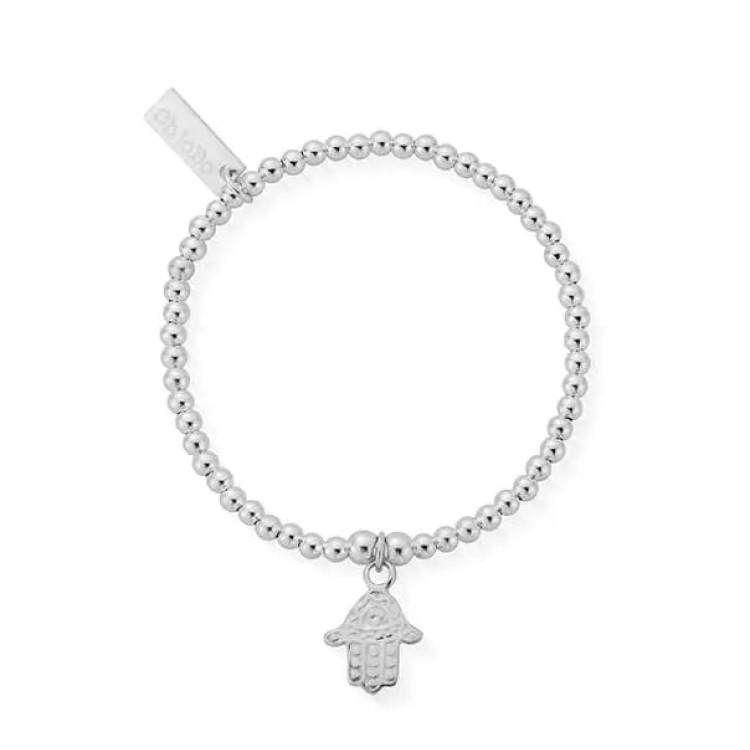 ChloBo Sterling Silver Children's Cute Charm Hamsa Hand Bracelet - Sterling Silver