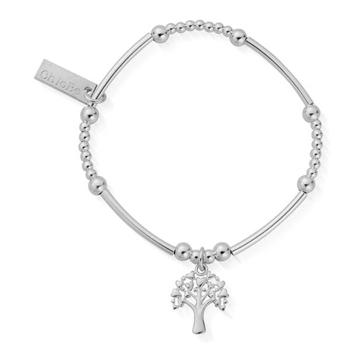 ChloBo Sterling Silver Children's Cute Mini Heart Tree Of Life Bracelet - Silver