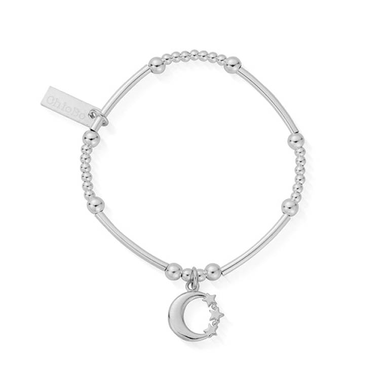 ChloBo Sterling Silver Children's Cute Mini Moon & Star Bracelet - Silver