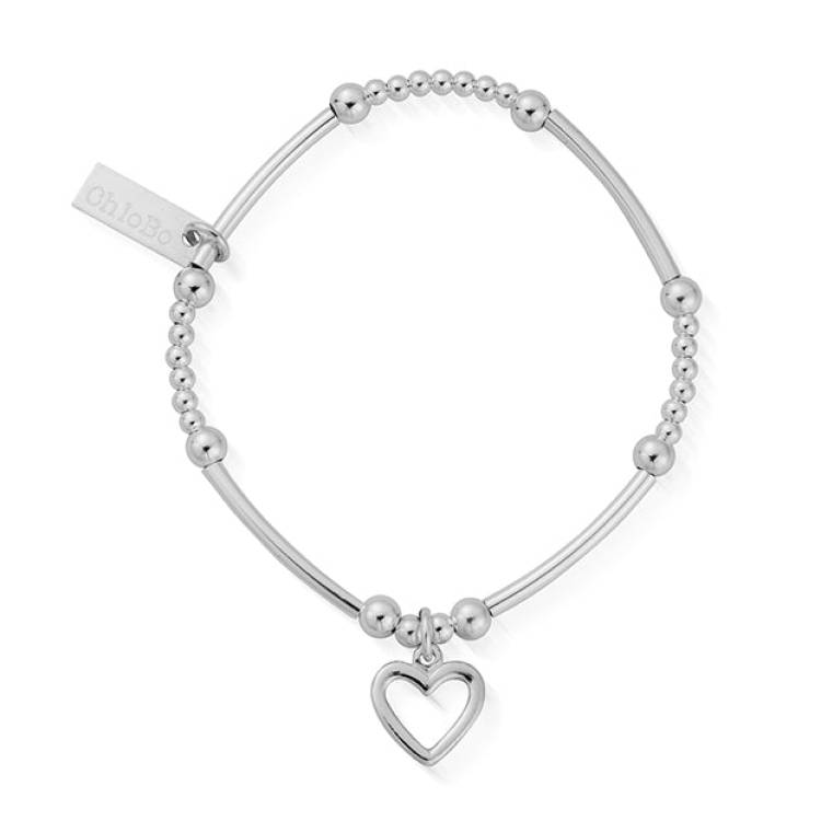 ChloBo Sterling Silver Children's Cute Mini Open Heart Bracelet - Silver