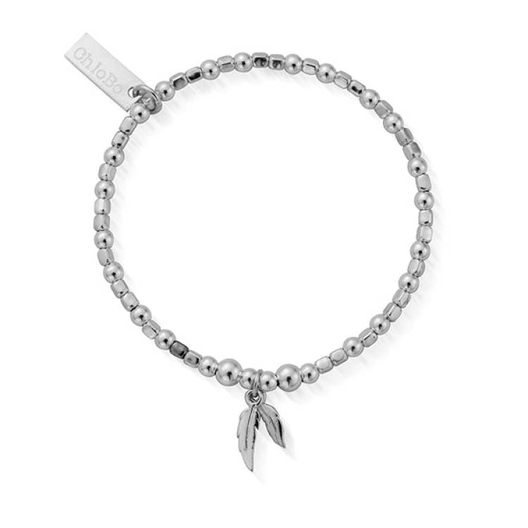 ChloBo Sterling Silver Children's Mini Cube Double Feather Bracelet - Silver