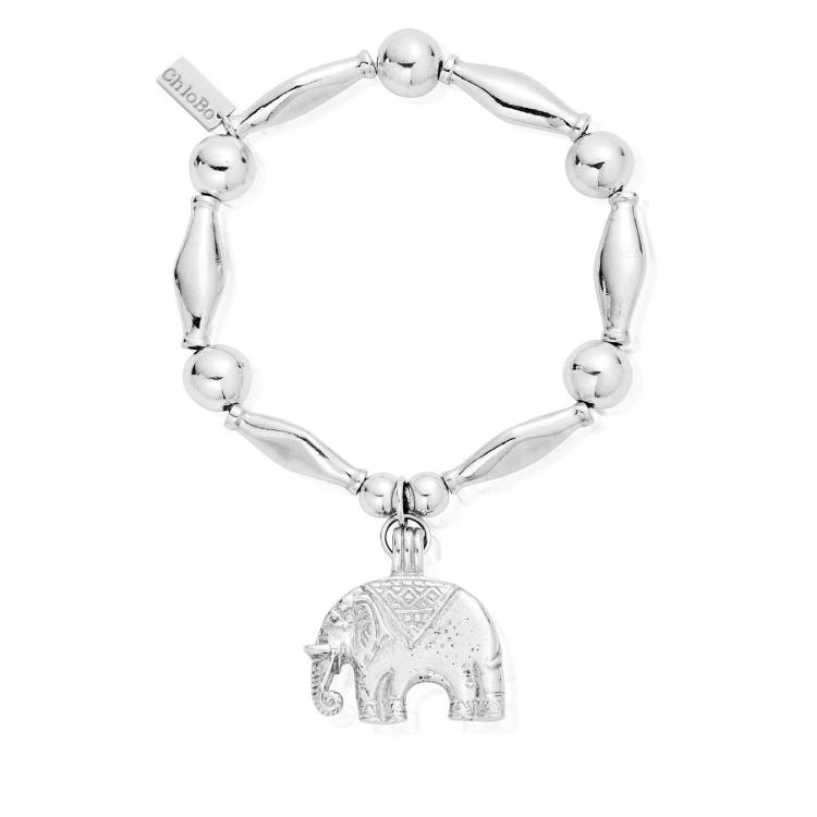 ChloBo Sterling Silver Chunky Elephant Bracelet - Silver