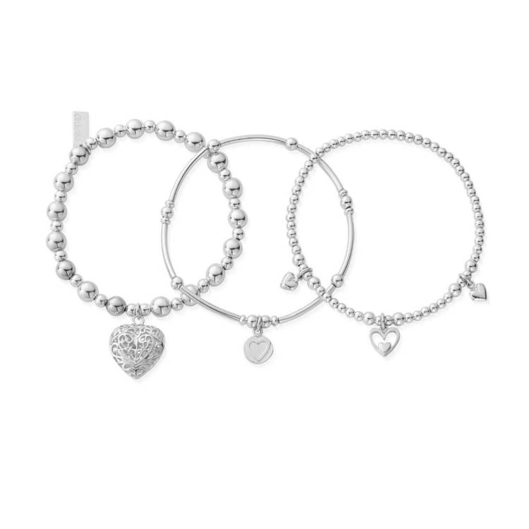 ChloBo Sterling Silver Compassion Stack Of 3 Bracelets - Sterling Silver