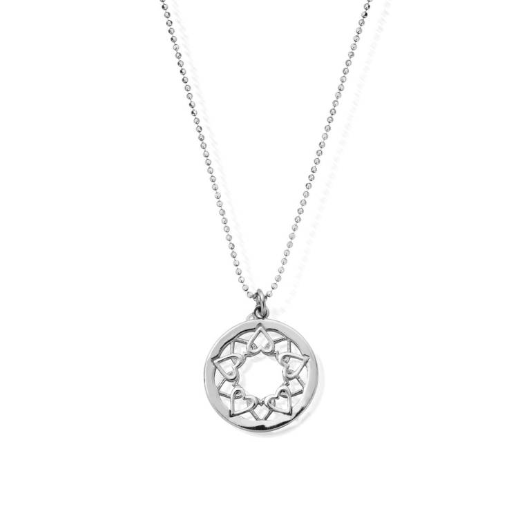 ChloBo Sterling Silver Diamond Cut Chain With Heart Mandala Pendant - Sterling Silver