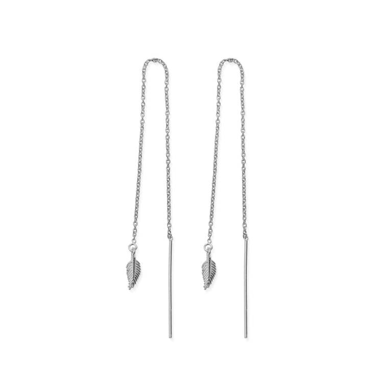 ChloBo Sterling Silver Feather Of Courage Pull Through Earrings