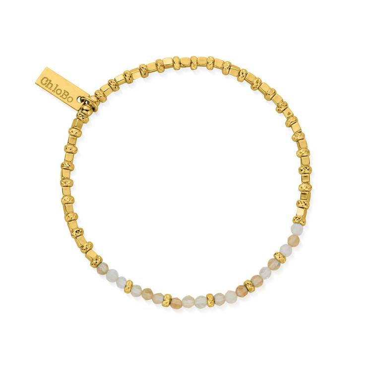 ChloBo Sterling Silver Gold Plated Citrine Sparkle Cube Bracelet - Yellow Gold PVD