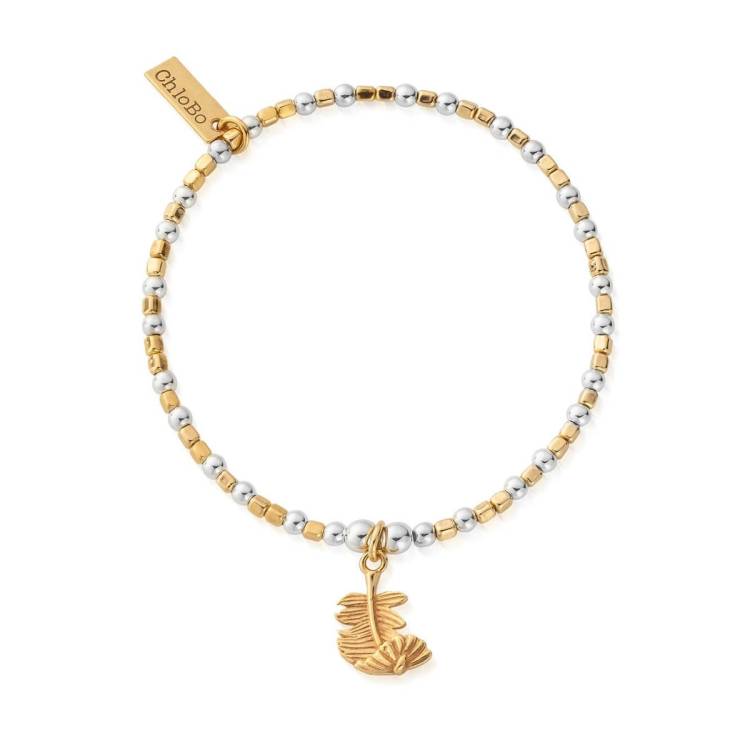 ChloBo Sterling Silver Gold Plated Curved Feather Bracelet - Yellow Gold PVD