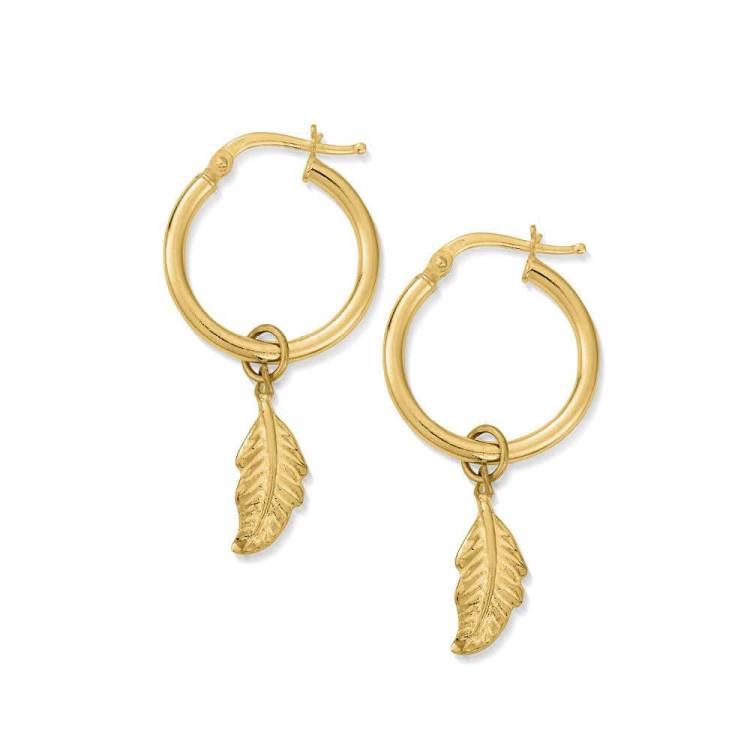 ChloBo Sterling Silver Gold Plated Didi Feather Hoop Earrings - Sterling Silver