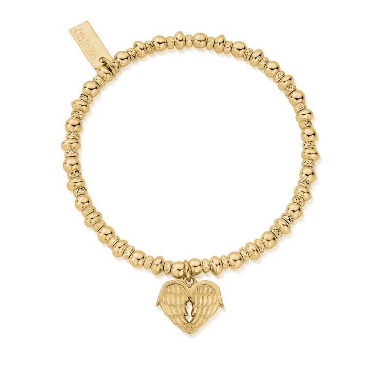 ChloBo Sterling Silver Gold Plated Didi Sparkle Heavenly Heart Bracelet - Yellow Gold PVD