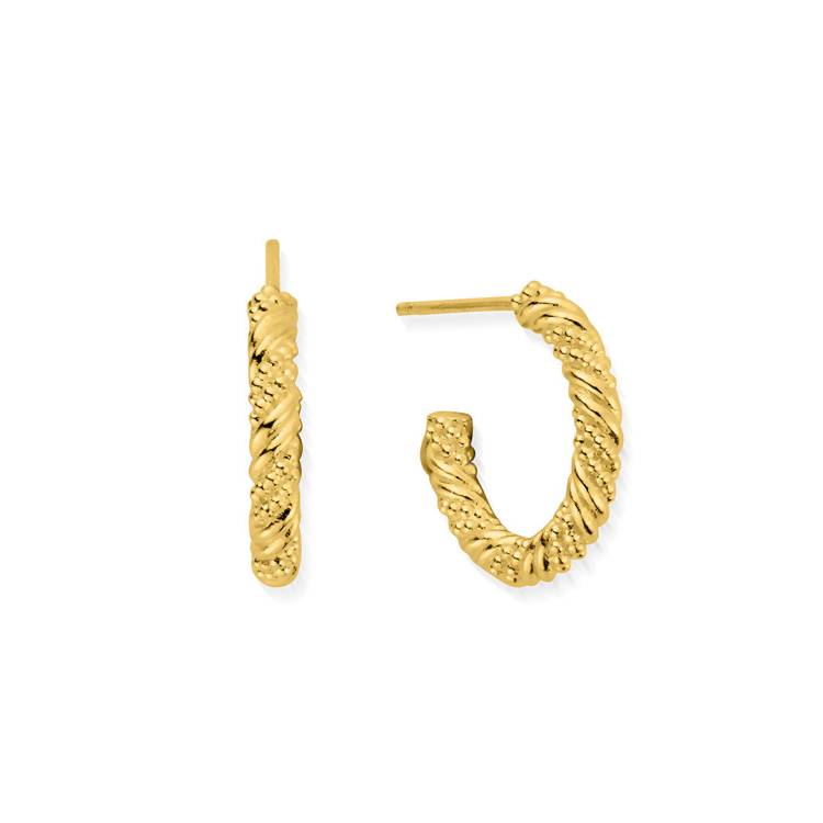 ChloBo Sterling Silver Gold Plated Entwined Passion Hoop Earrings - Yellow Gold PVD