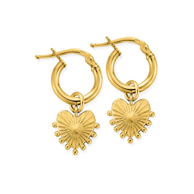 ChloBo Sterling Silver Gold Plated Glowing Beauty Small Hoop Earrings - Yellow Gold PVD