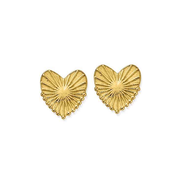ChloBo Sterling Silver Gold Plated Glowing Beauty Stud Earrings - Yellow Gold PVD