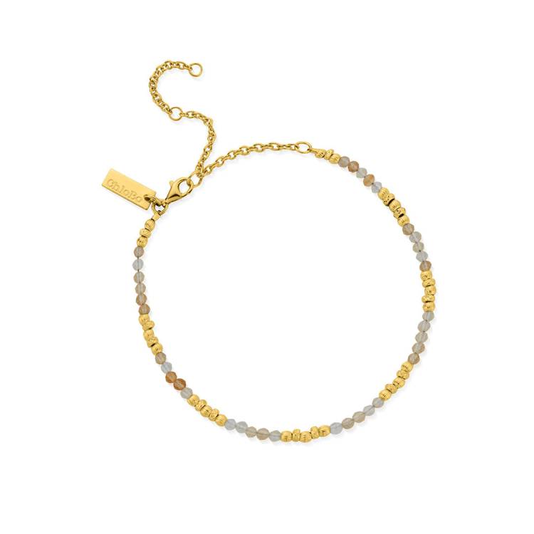 ChloBo Sterling Silver Gold Plated Graceful Sun Citrine Anklet - Yellow Gold PVD