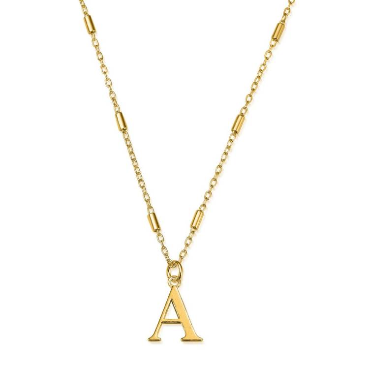 ChloBo Sterling Silver Gold Plated Initial Necklace A - Gold