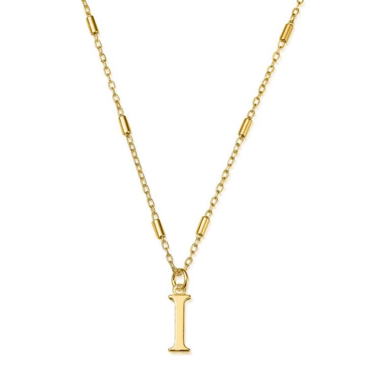 ChloBo Sterling Silver Gold Plated Initial Necklace I - Gold
