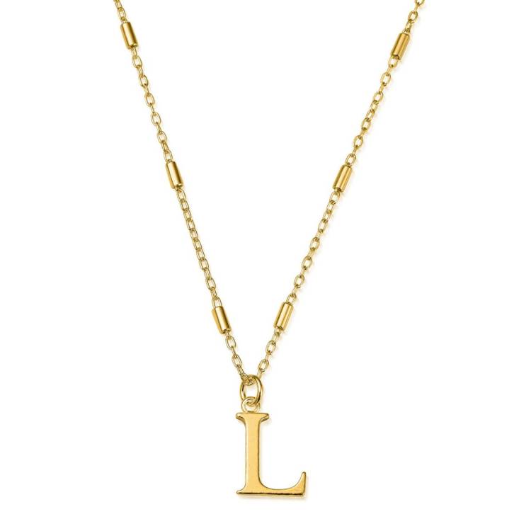 ChloBo Sterling Silver Gold Plated Initial Necklace L - Gold