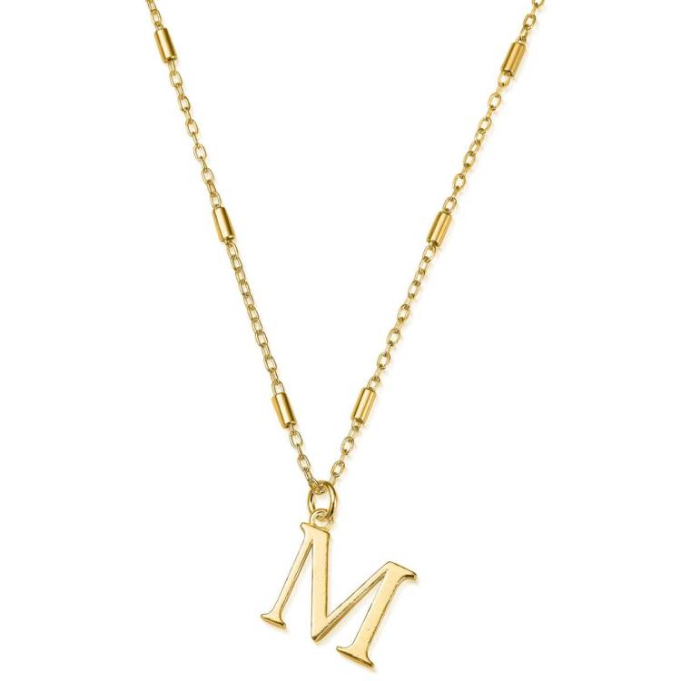 ChloBo Sterling Silver Gold Plated Initial Necklace M - Gold